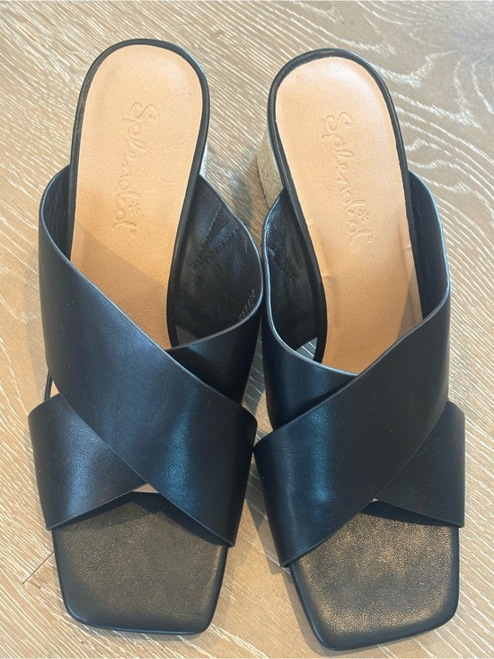 Splendid Shoes - Splendid Black Crisscross Leather Mule Slides